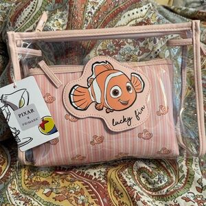 Disney Pink Finding Nemo Clear Cosmetic Makeup Bag Set NWT gift Easter basket